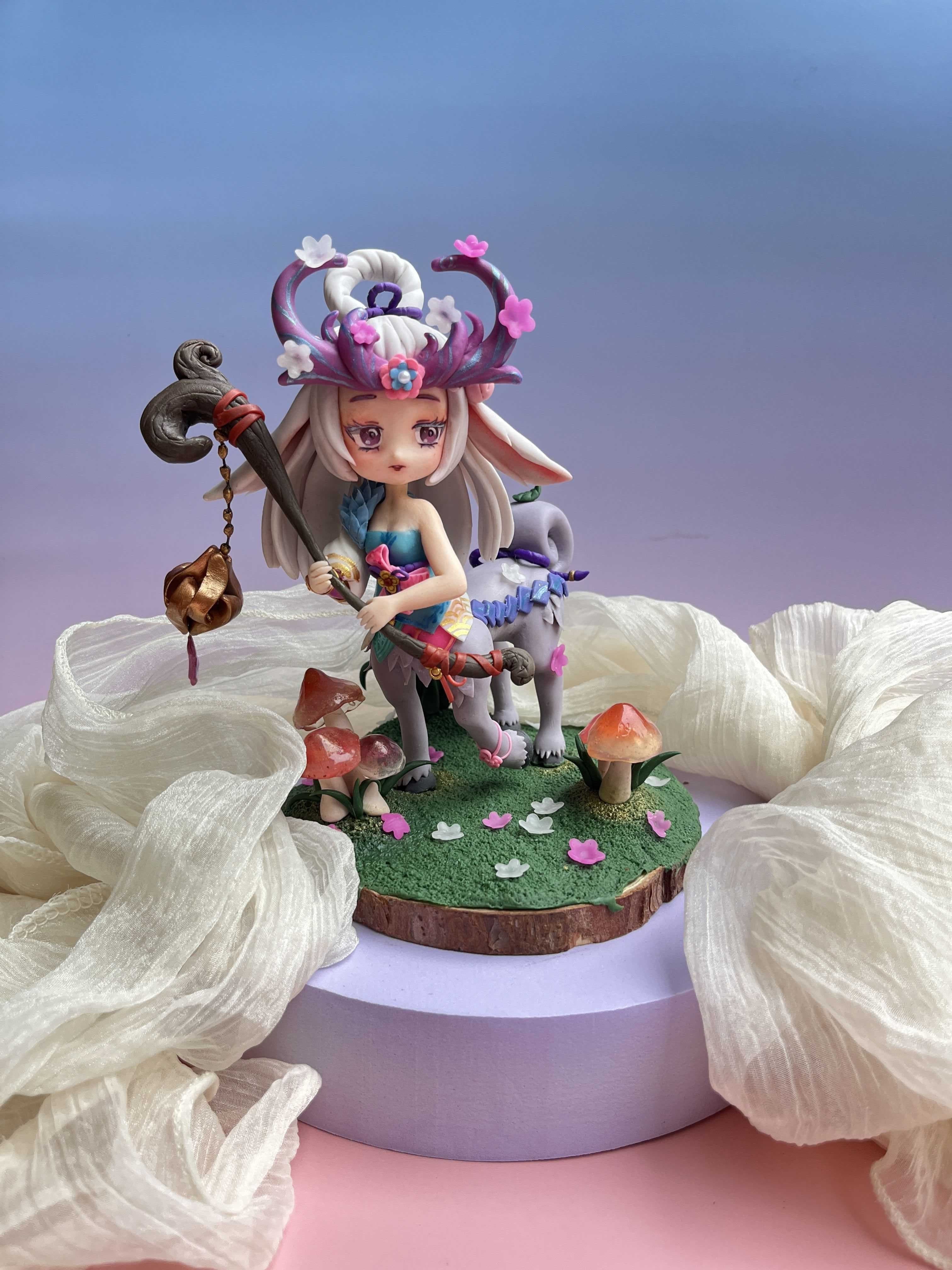 Custom Whimsical Antlered Spirit Figurine